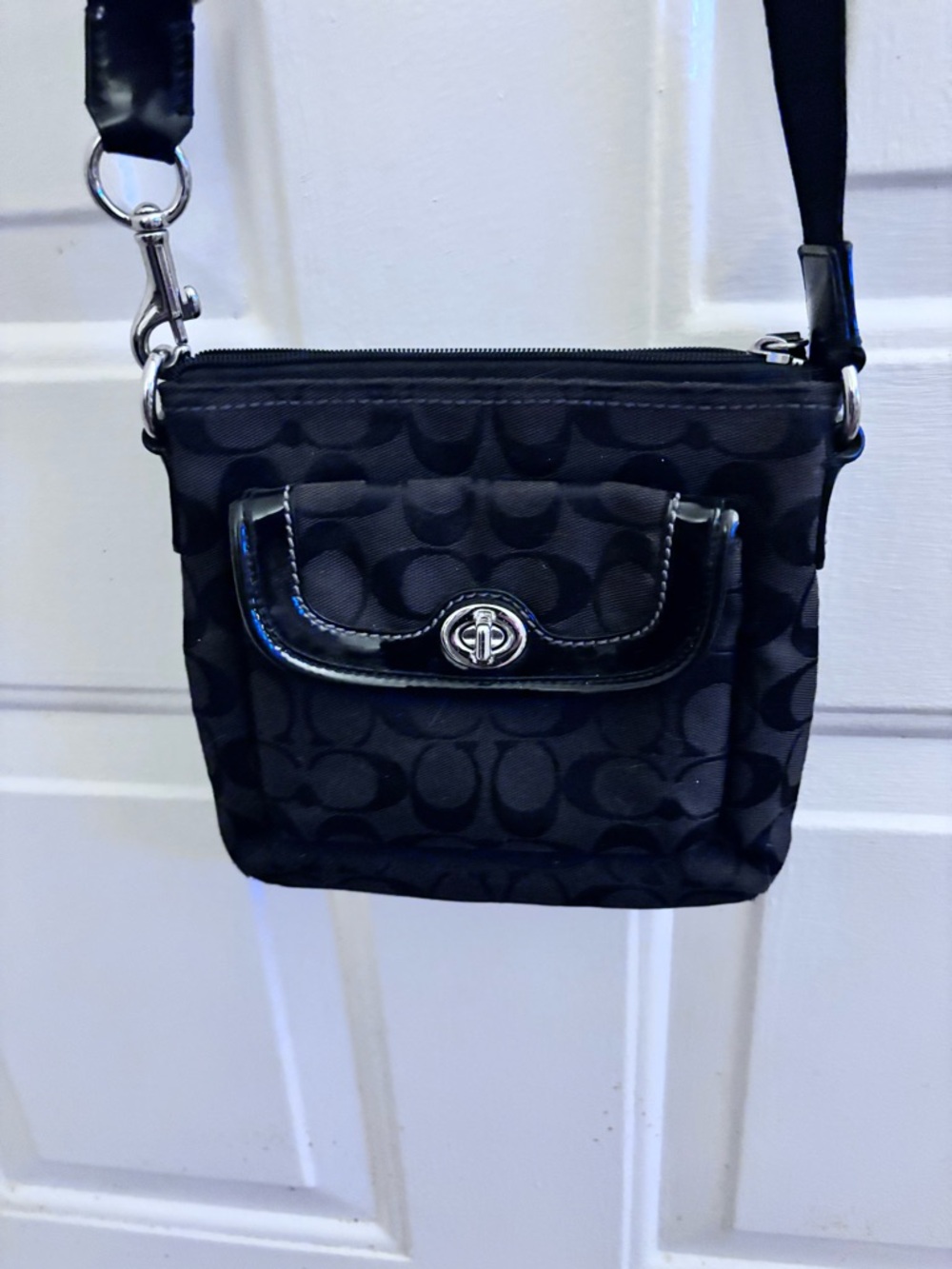 Coach Black Crossbody with Signature Jacquard and Silver Hardware - Picture 2 of 8